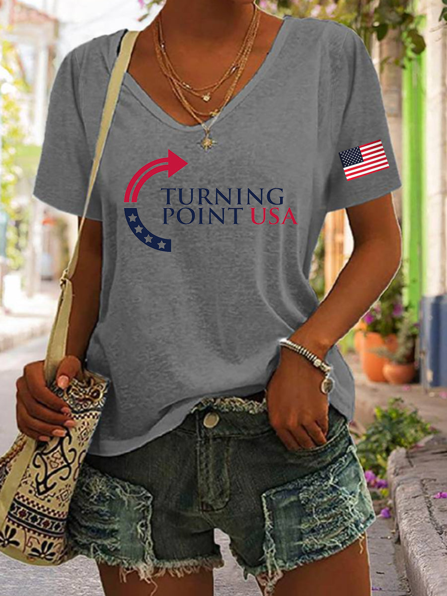 Women's Charlie Kirk Turning Point USA Trump Commemorative T-shirt