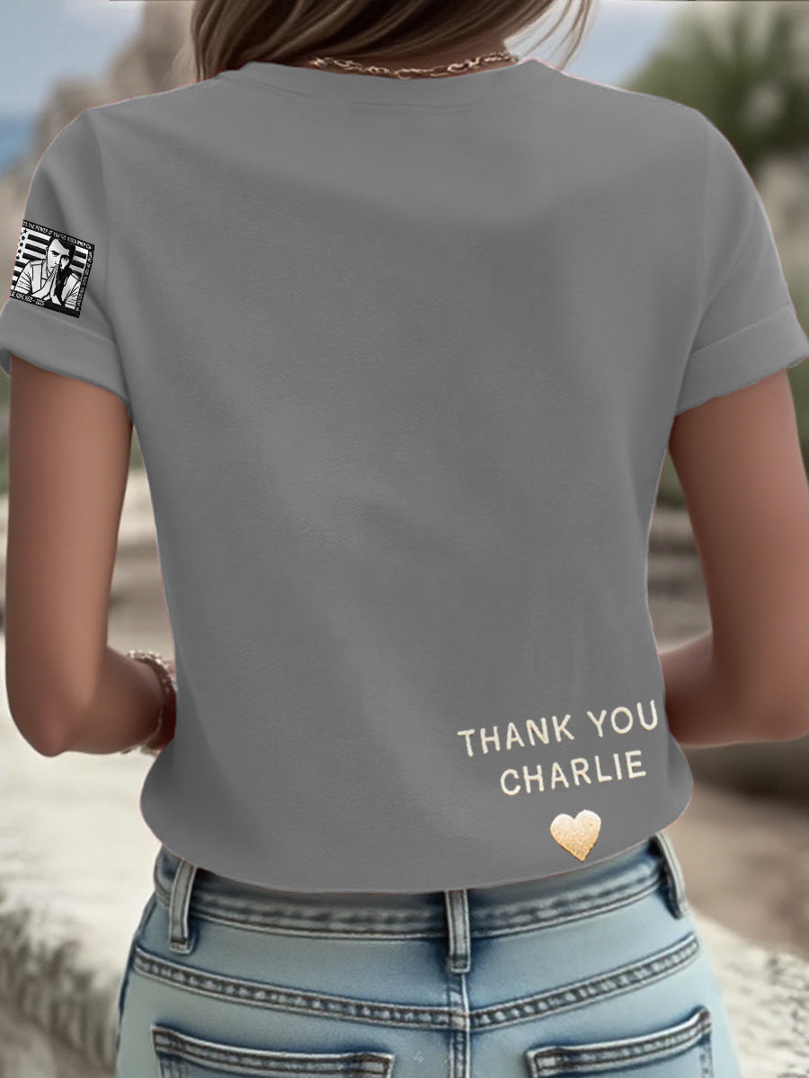 Women's Freedom True Patriot Memorial Printed T-shirt