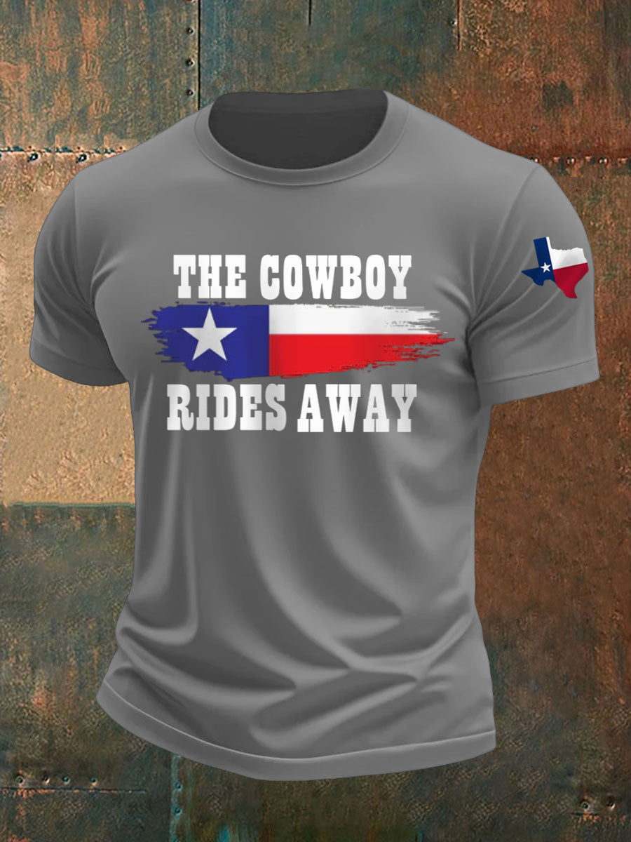 Men's Cowboy Rides Away Texas Country Music short-sleeved T-shirt