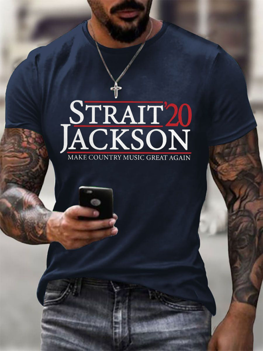 Men's Strait’20 Jackson Make Country Music Great Again Short-sleeved T-shirt