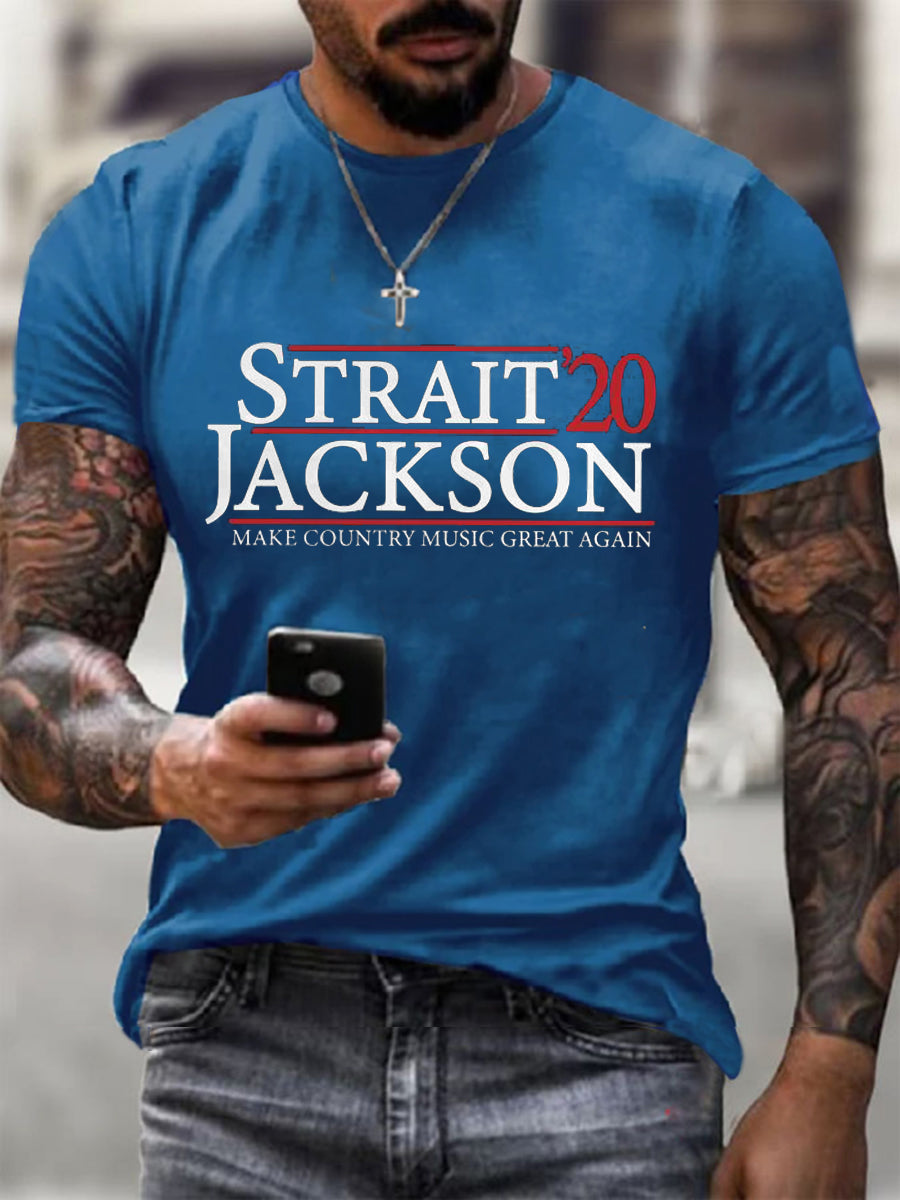 Men's Strait’20 Jackson Make Country Music Great Again Short-sleeved T-shirt