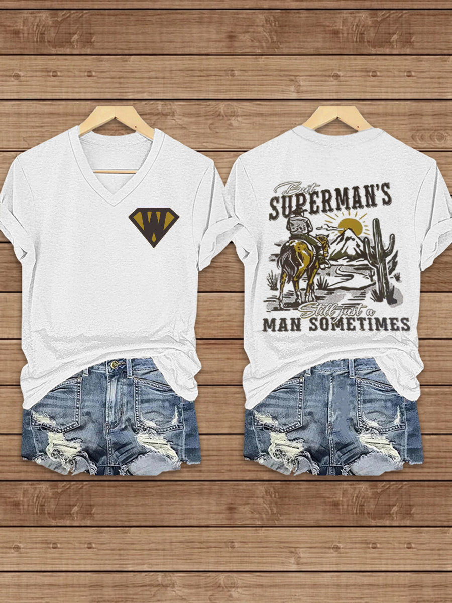 Women's Wallen Superman Print short-sleeved T-shirt