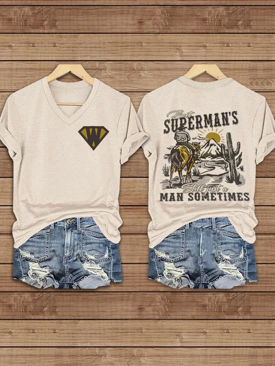 Women's Wallen Superman Print short-sleeved T-shirt