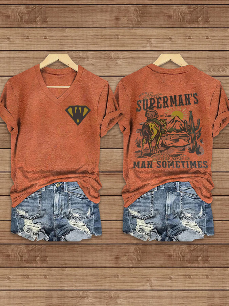 Women's Wallen Superman Print short-sleeved T-shirt