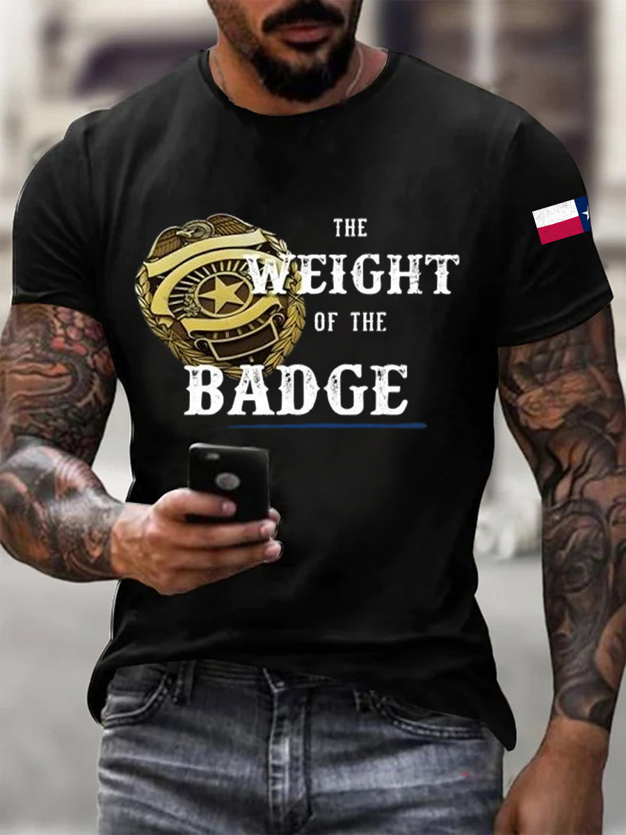 Men's The Weight of the Badge Country Music Fan Cotton T-shirt