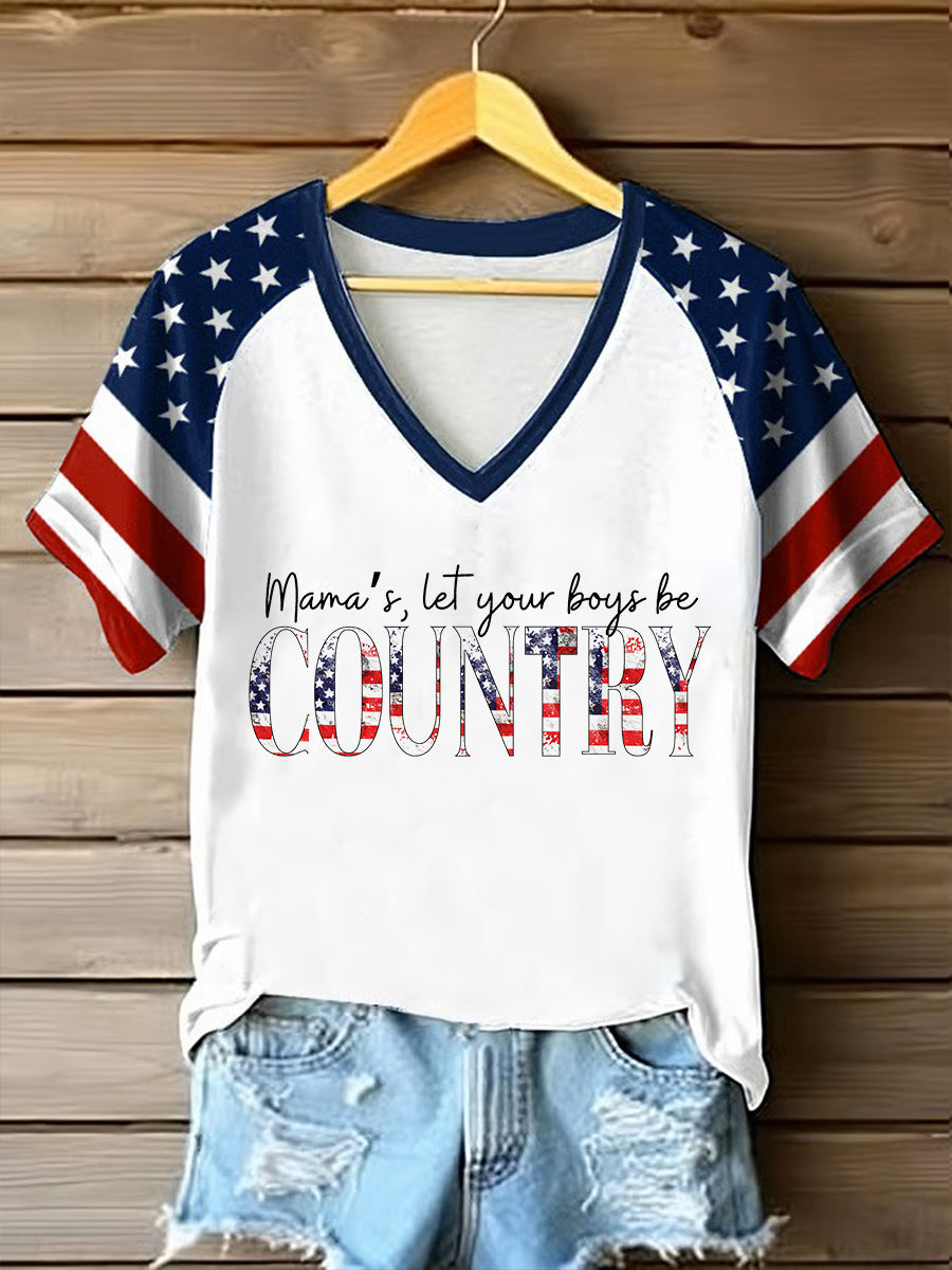 Women'sMomma Let Your Boys Be Country Short-sleeved T-shirt
