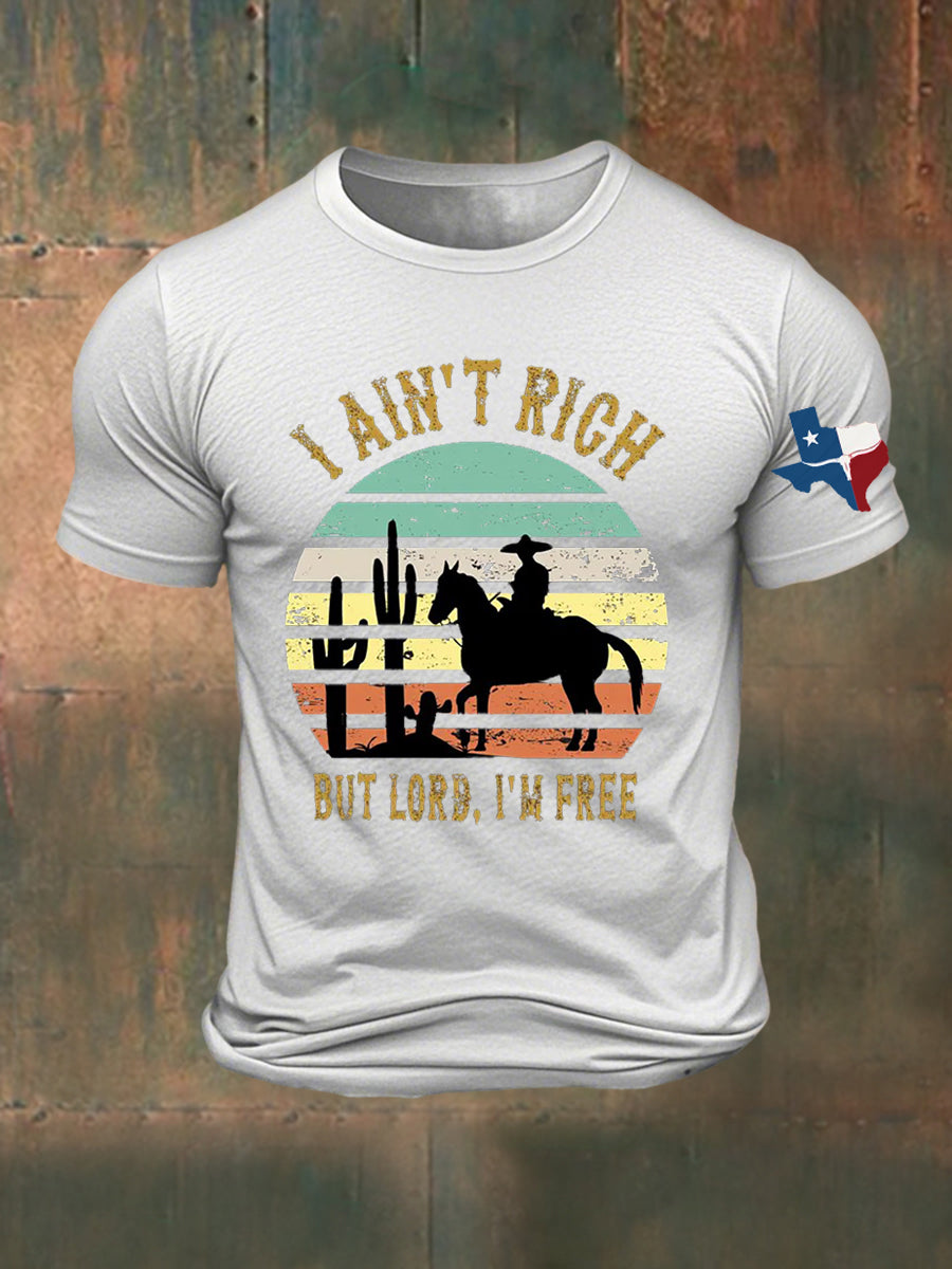 Men's I Ain't Rich But Lord I'm Free Printed T-shirt