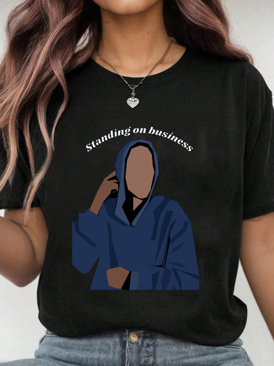 Women's Music Lover Funny Standing One Business Printed T-Shirt