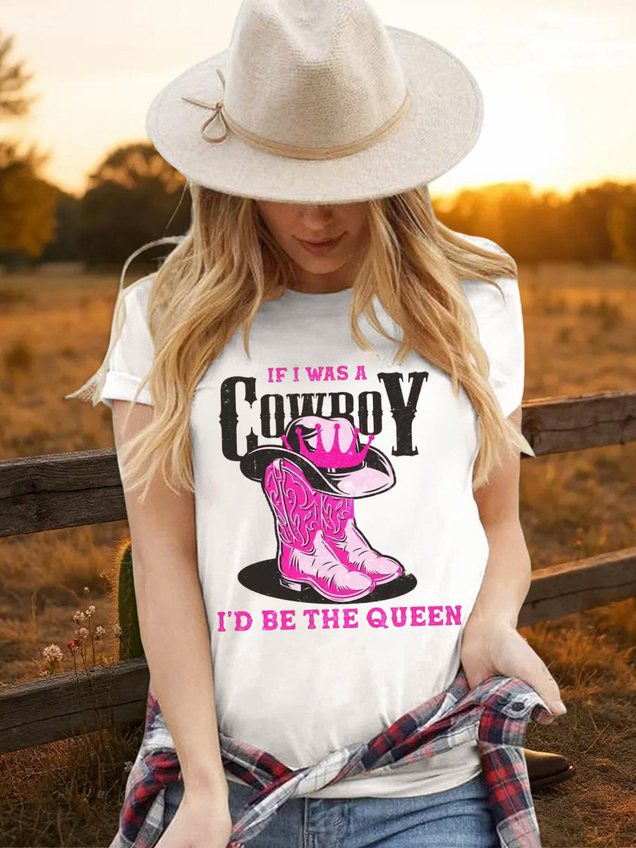 Women's Cowgirls Print Country Music Fan Short Sleeve T-Shirt