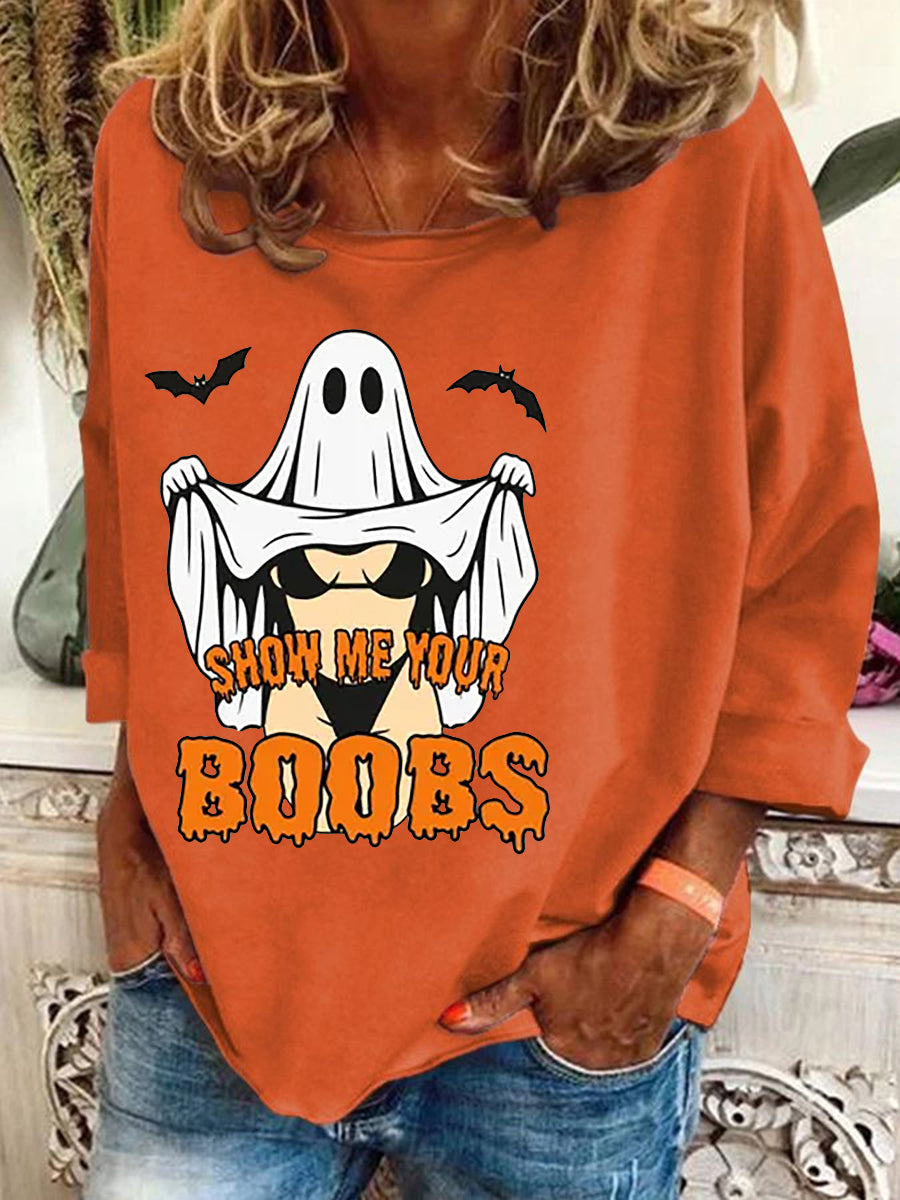 Women's Retro Funny Halloween Show Me Your Boobs Sweatshirt