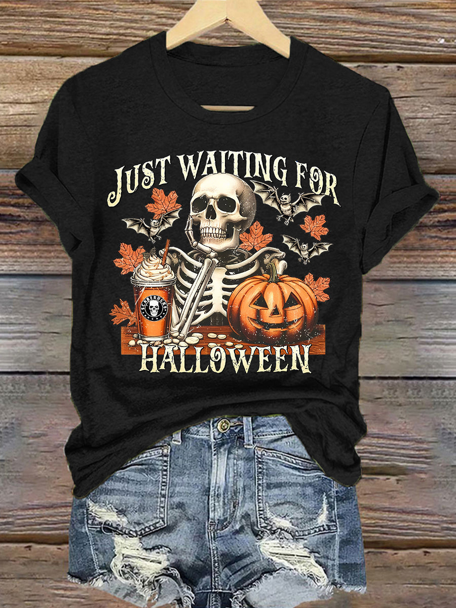 Women's Just Waiting for Halloween Print T-shirt