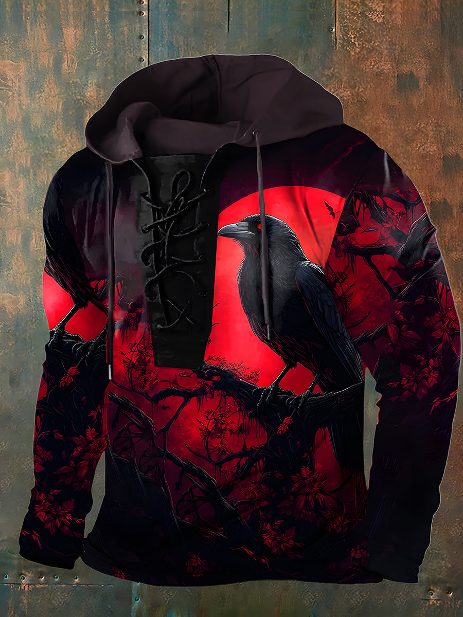 Men's Retro Halloween Horror Graphic Casual Henley