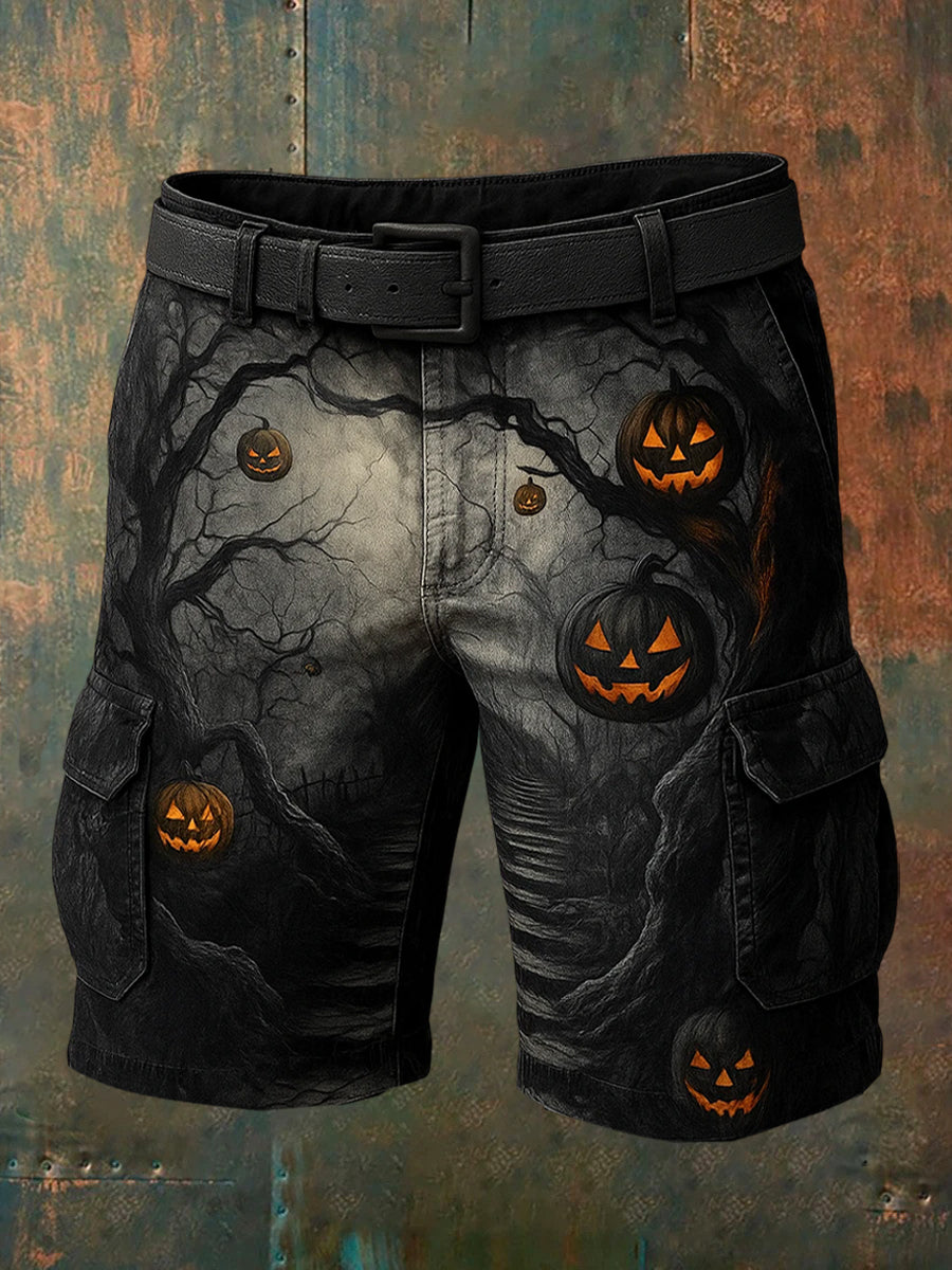 Men's Retro Halloween Horror Graphic Casual Cargo Shorts
