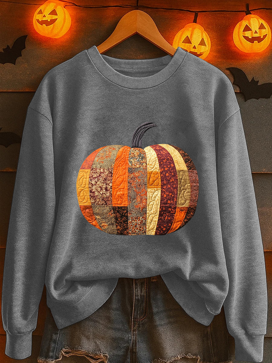 Women's Fall Pumpkin Print Casual Sweatshirt