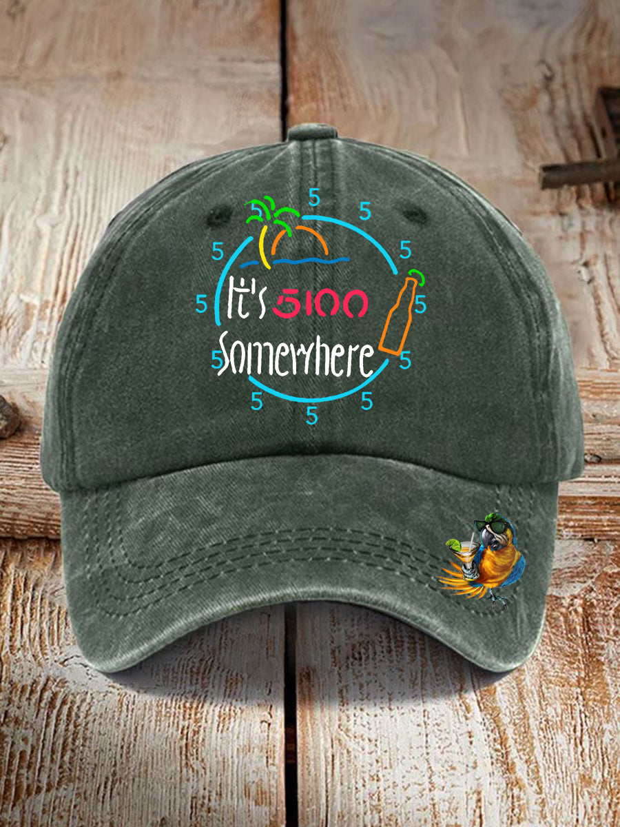 Unisex It's 5:00 Somewhere Print Hat