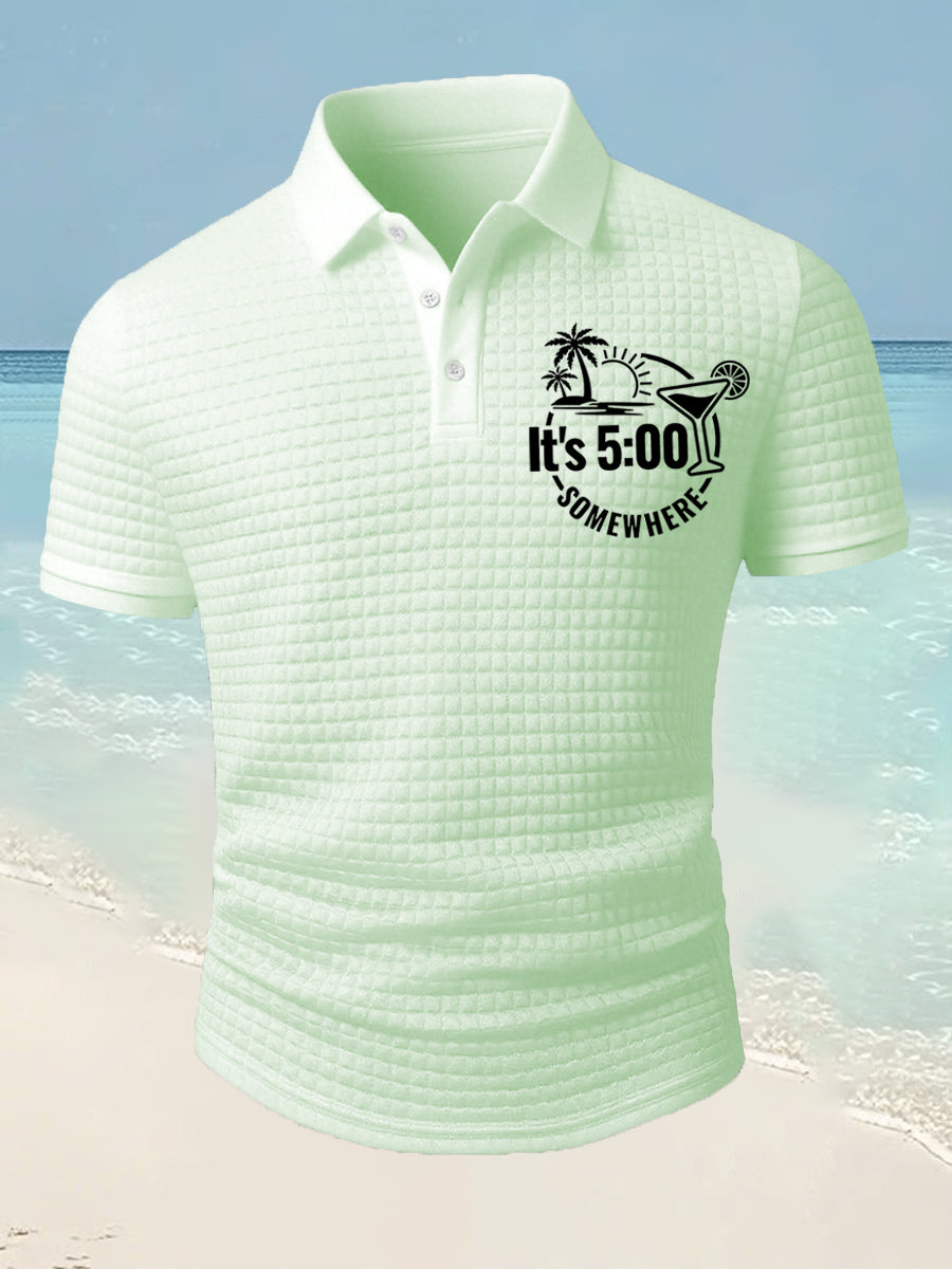 Men's It's 5 O'clock Somewhere Casual Waffle Short-Sleeve Top