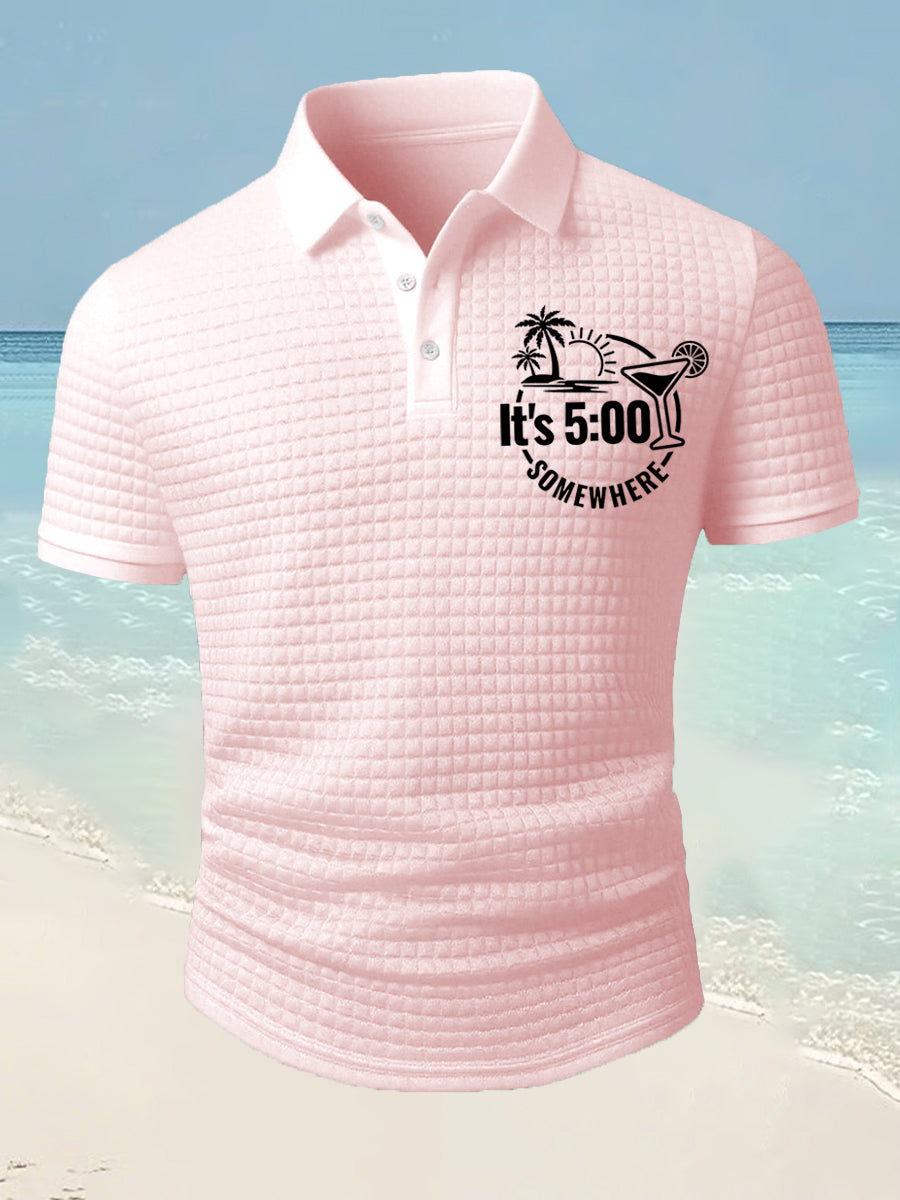 Men's It's 5 O'clock Somewhere Casual Waffle Short-Sleeve Top