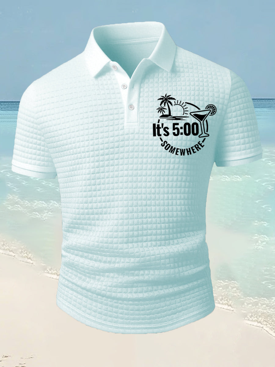 Men's It's 5 O'clock Somewhere Casual Waffle Short-Sleeve Top