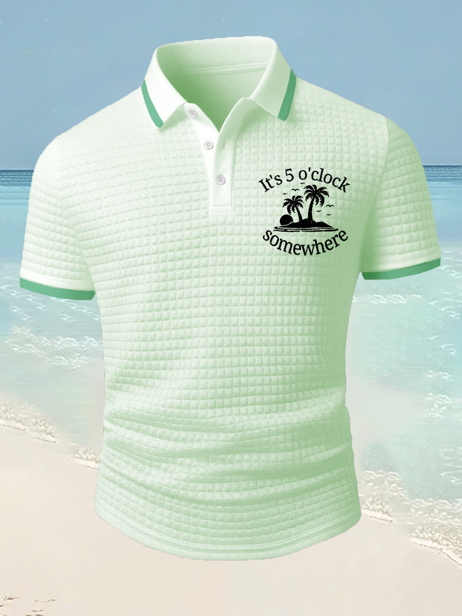 Men's It's 5 O'clock Somewhere Casual Waffle Short-Sleeve Top