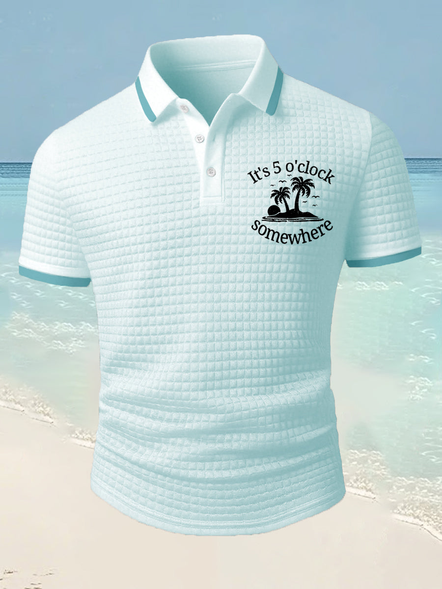 Men's It's 5 O'clock Somewhere Casual Waffle Short-Sleeve Top
