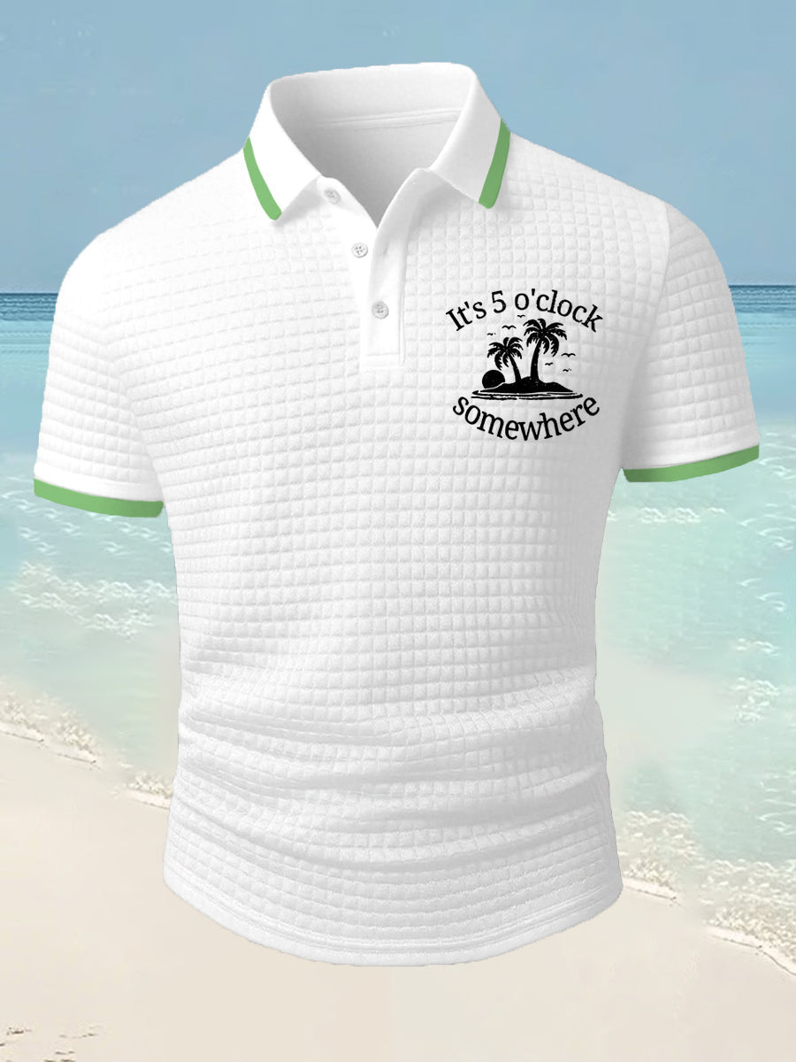 Men's It's 5 O'clock Somewhere Casual Waffle Short-Sleeve Top