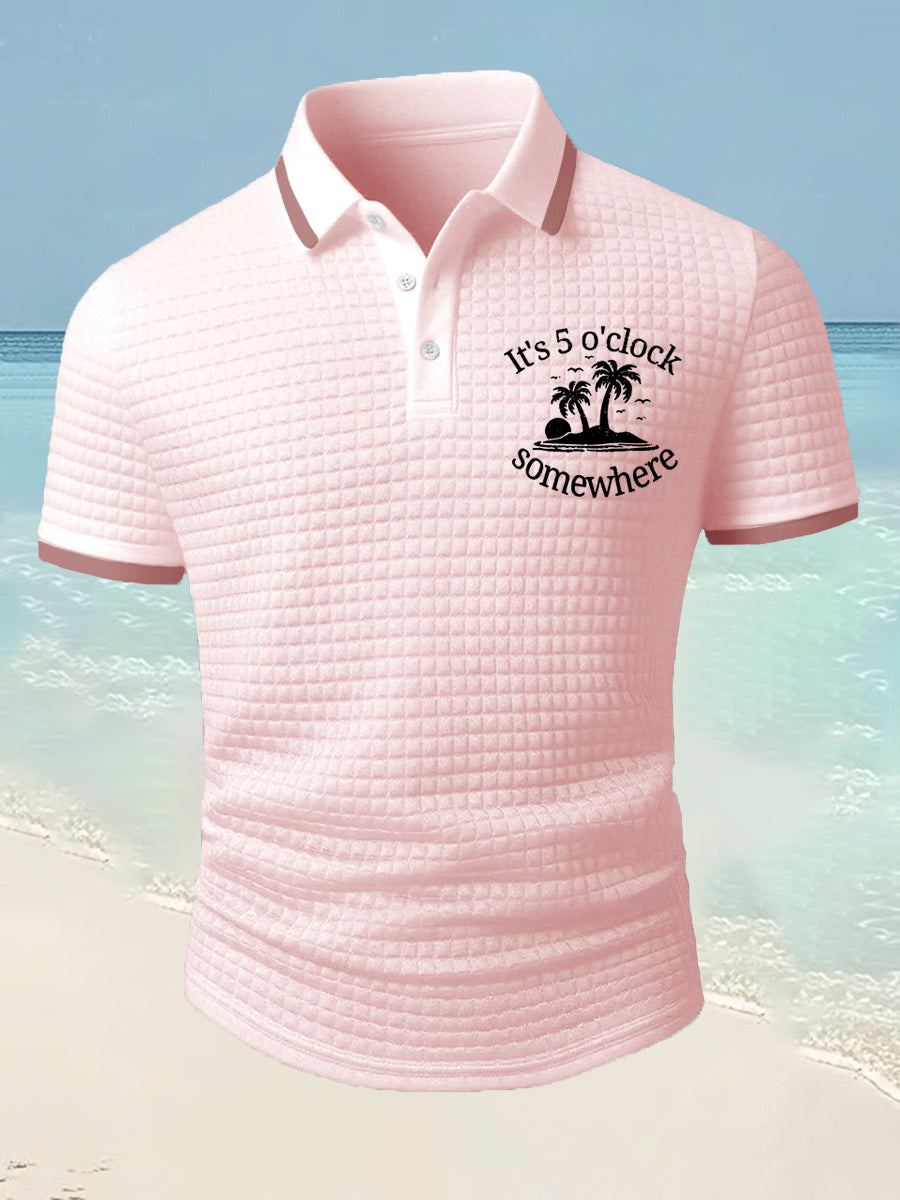 Men's It's 5 O'clock Somewhere Casual Waffle Short-Sleeve Top