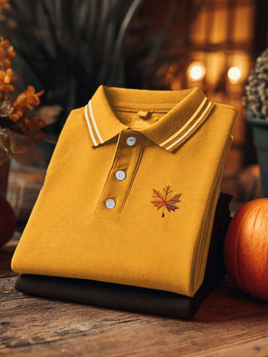 Men's Maple Leaf Print Casual Short Sleeve Top