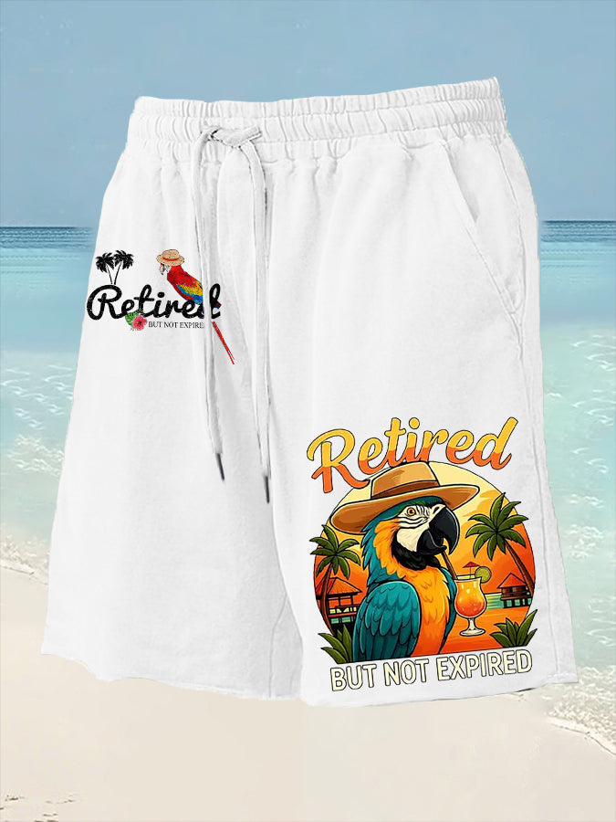 Men's It's 5 O'clock Somewhere Parrot Print Drawstring Shorts