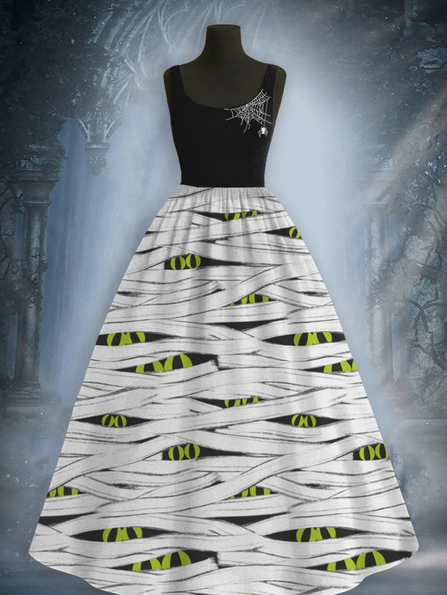 Women's Halloween Printed Elegant Maxi Dress