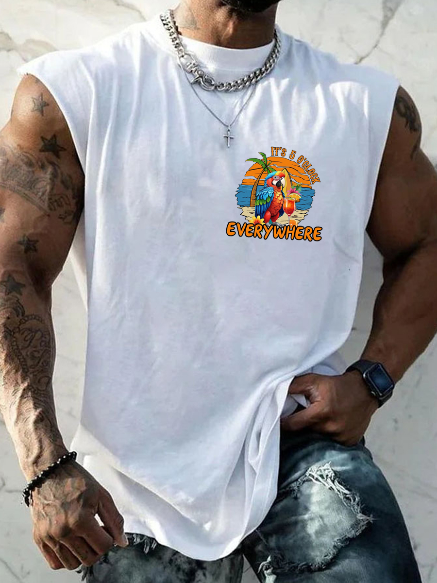 Men's It‘s 5 O'clock Everywhere Print Casual Vest