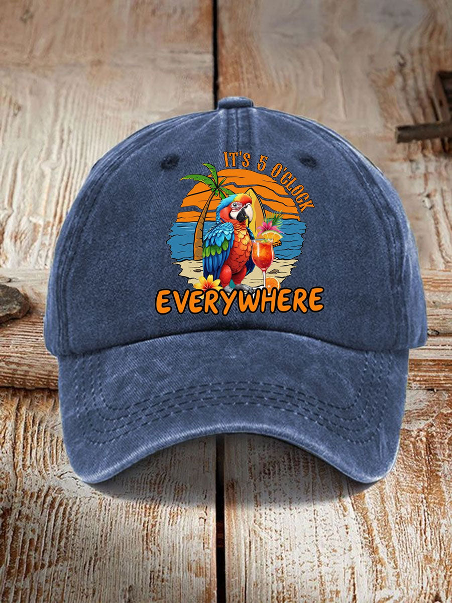Unisex It‘s 5 O'clock Everywhere Print Casual Print Hat