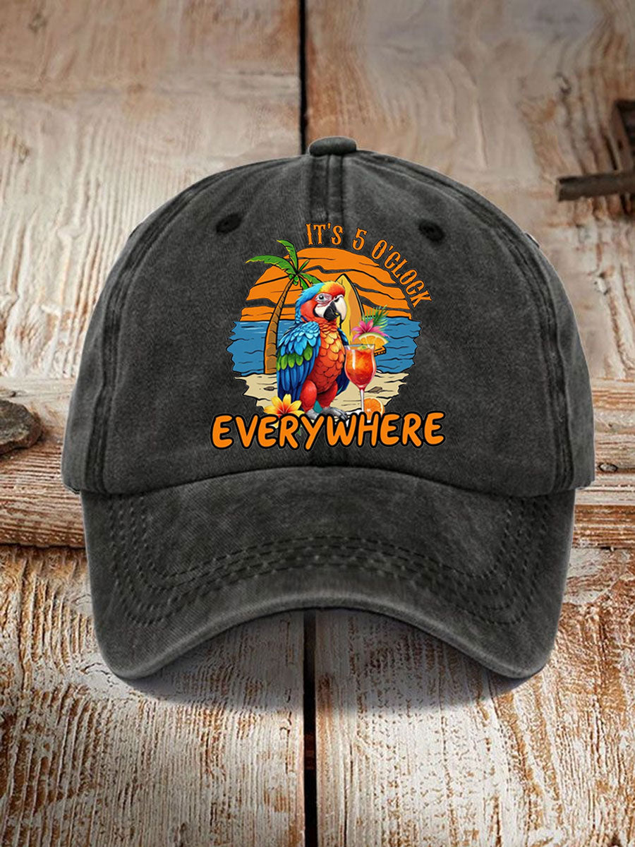 Unisex It‘s 5 O'clock Everywhere Print Casual Print Hat