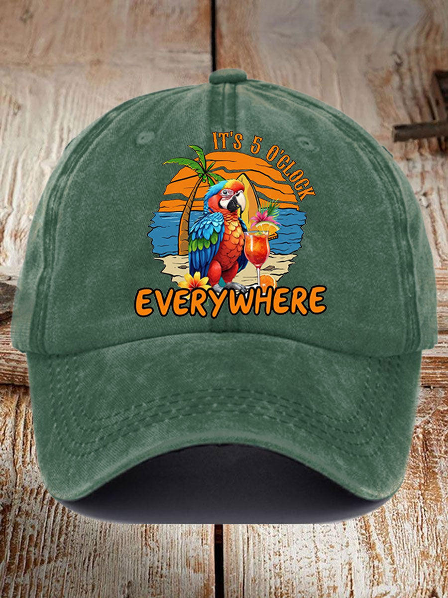Unisex It‘s 5 O'clock Everywhere Print Casual Print Hat