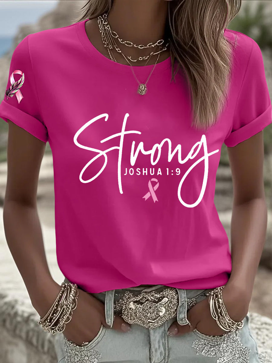 Women's Breast Cancer Survivor Strong Pink Ribbon T-shirt