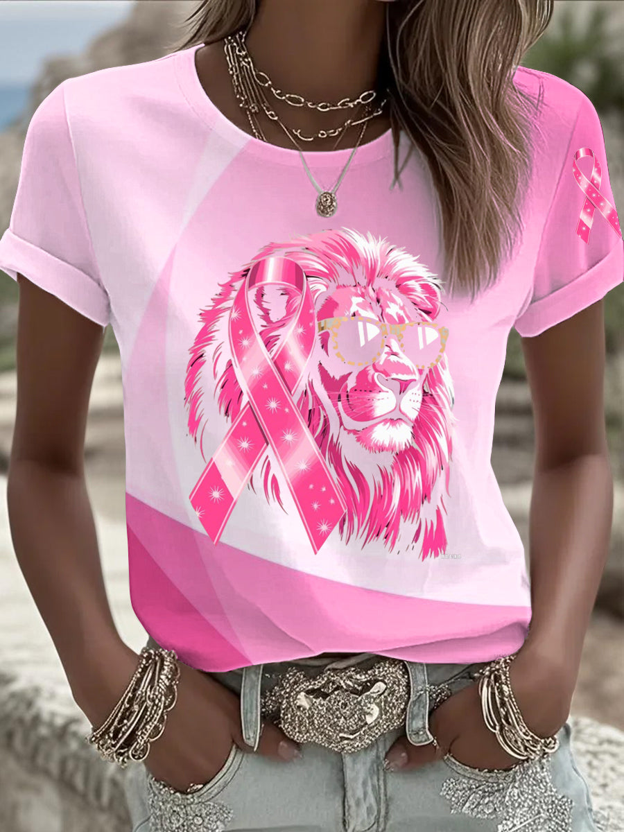 Women's Breast Cancer Printed T-shirt