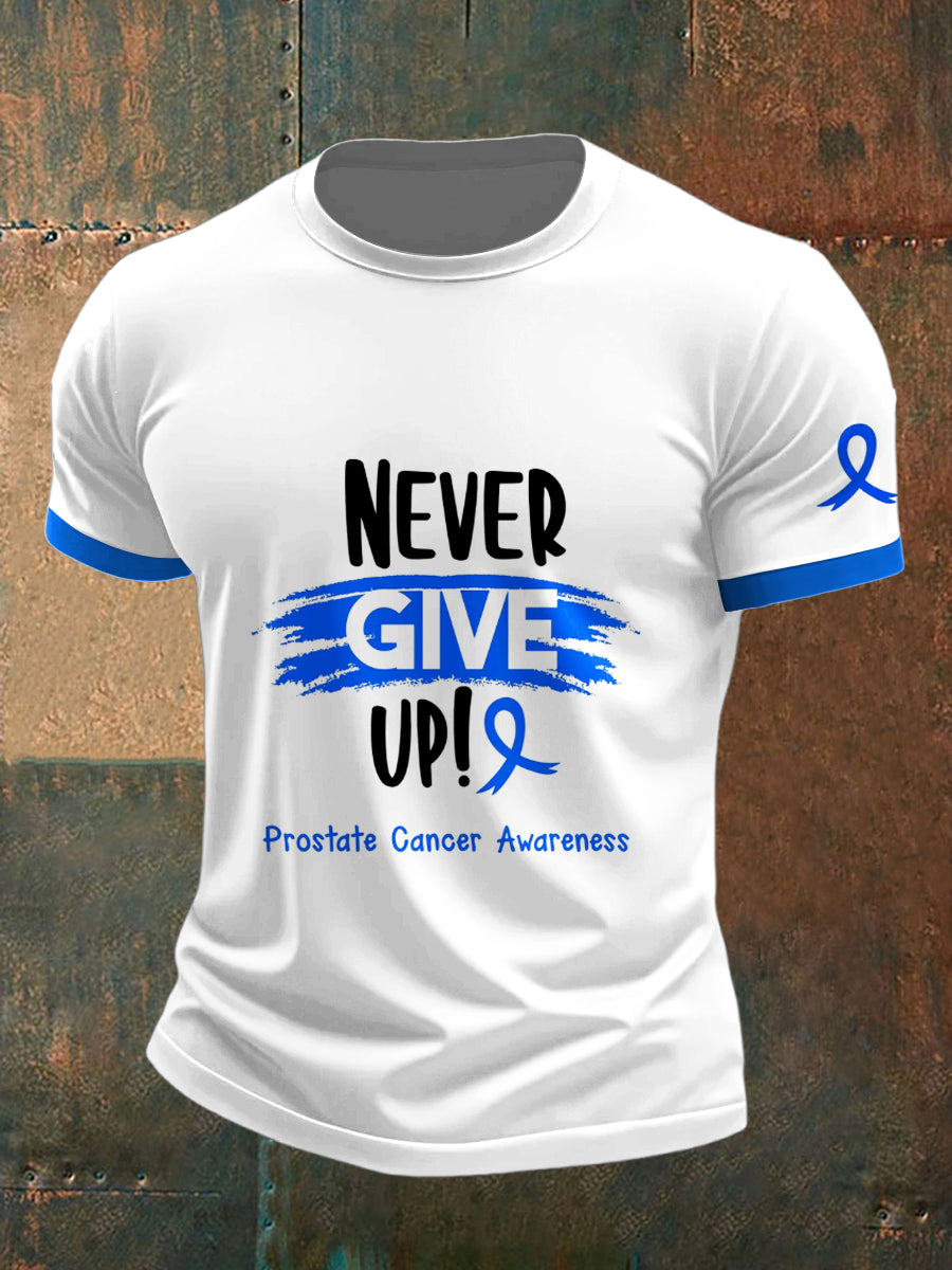 Men's Prostate Cancer Printed Vintage Fashion Loose Short Sleeve T-Shirt