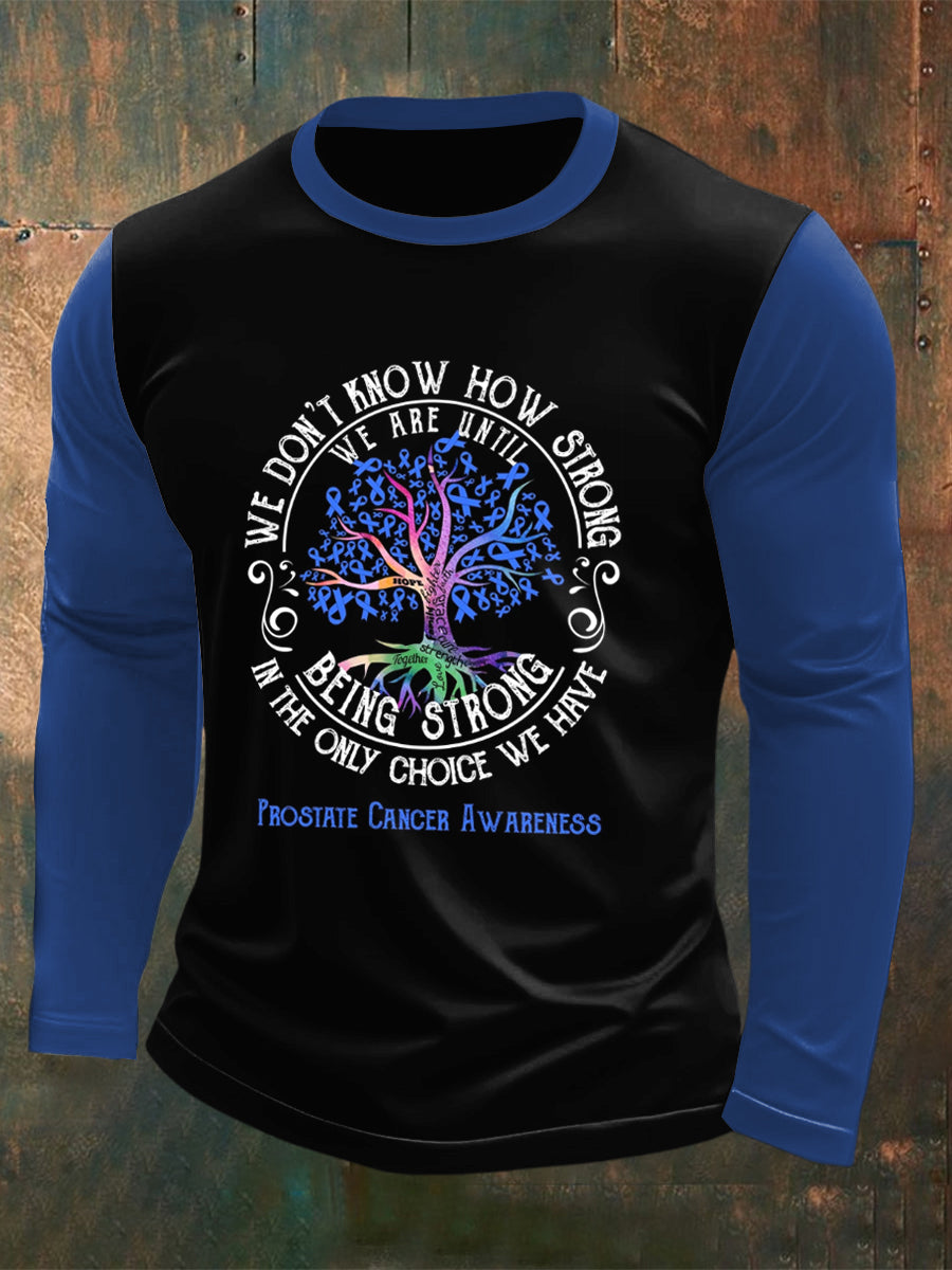 Men's Prostate Cancer Printed Long Sleeved Round Neck T-shirt