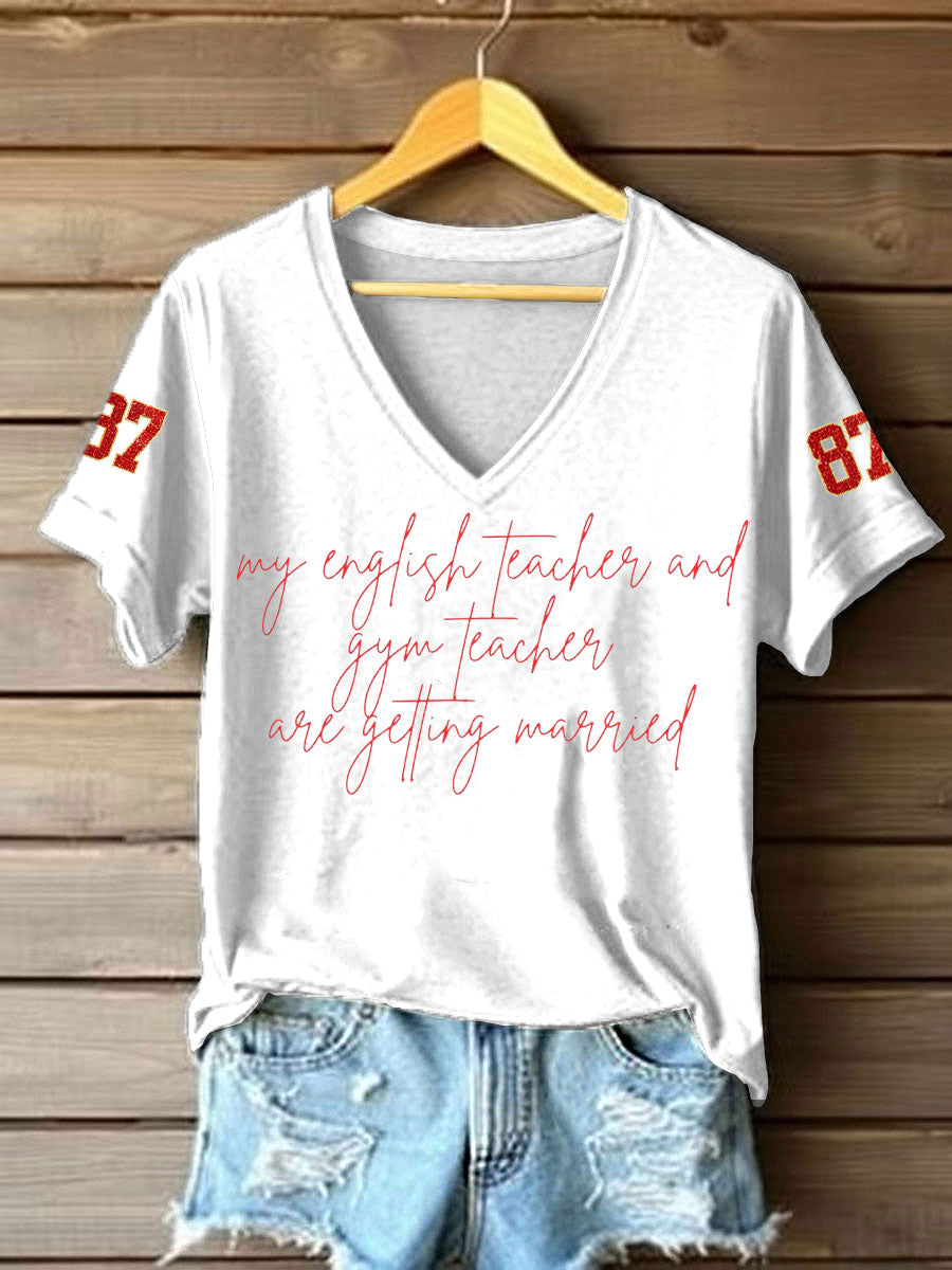 Women's Taylor Swift and Travis Kelce Engagement short-sleeved T-shirt