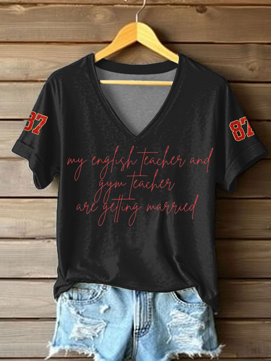 Women's Taylor Swift and Travis Kelce Engagement short-sleeved T-shirt