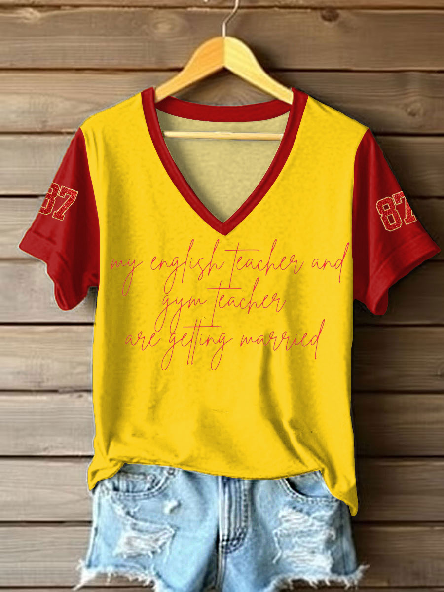 Women's Taylor Swift and Travis Kelce Engagement short-sleeved T-shirt