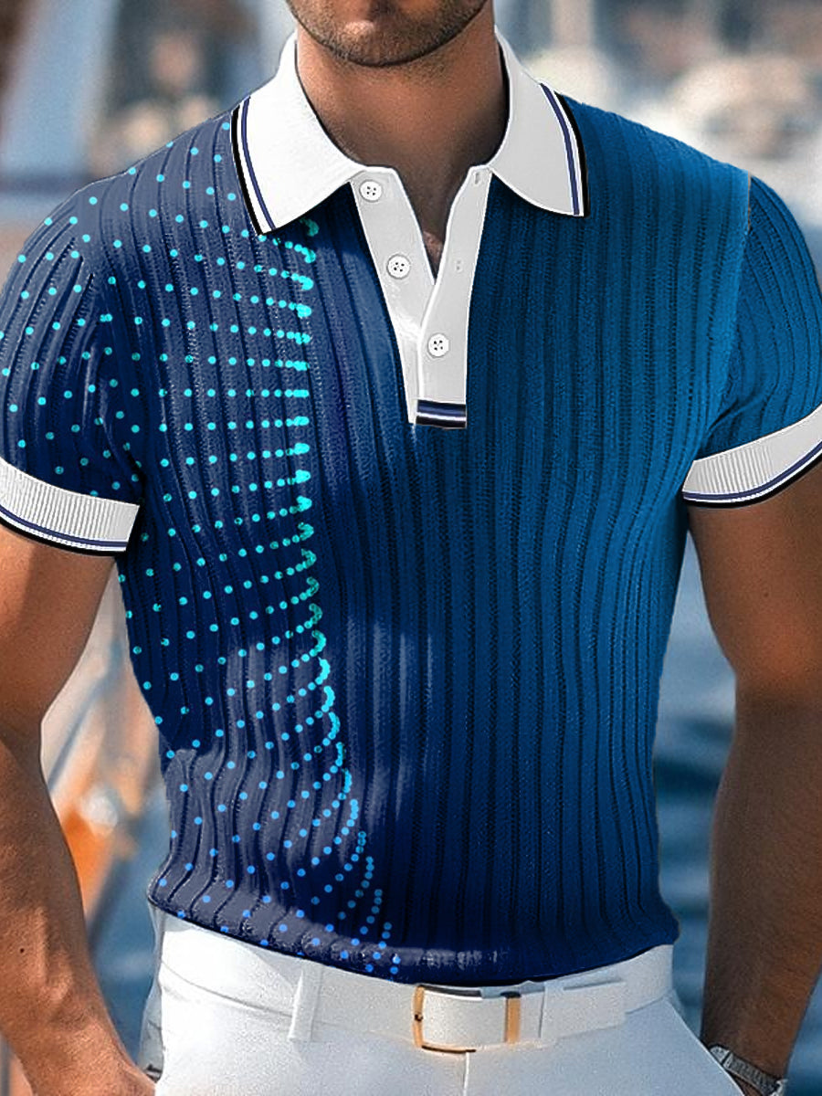 Men's Vintage Gradient Polka Dot Art Print Business Casual Polo Shirt