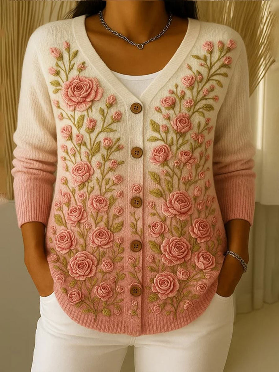 Women's Breast Cancer Pink Floral Cardigan