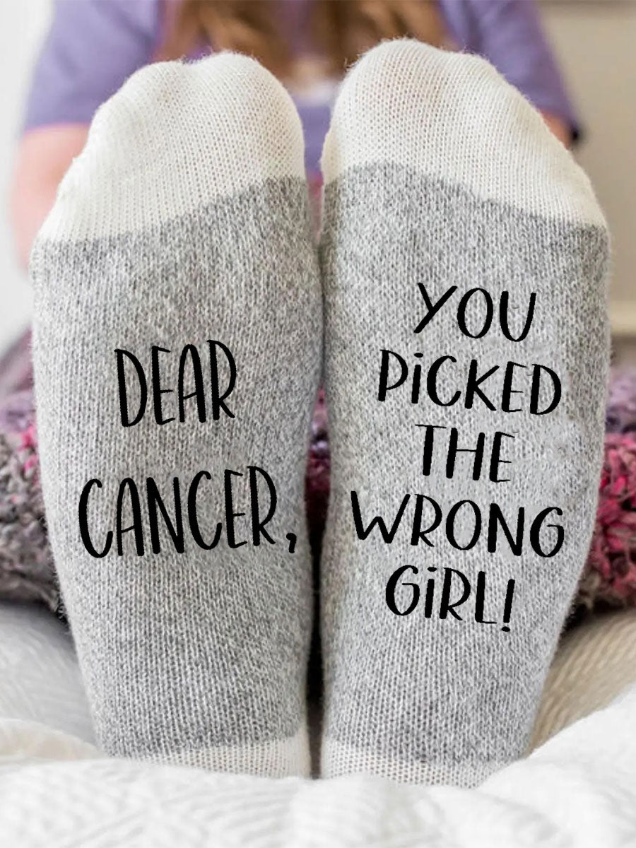 Dear cancer, Your picked the wrong girl gender-neutral socks
