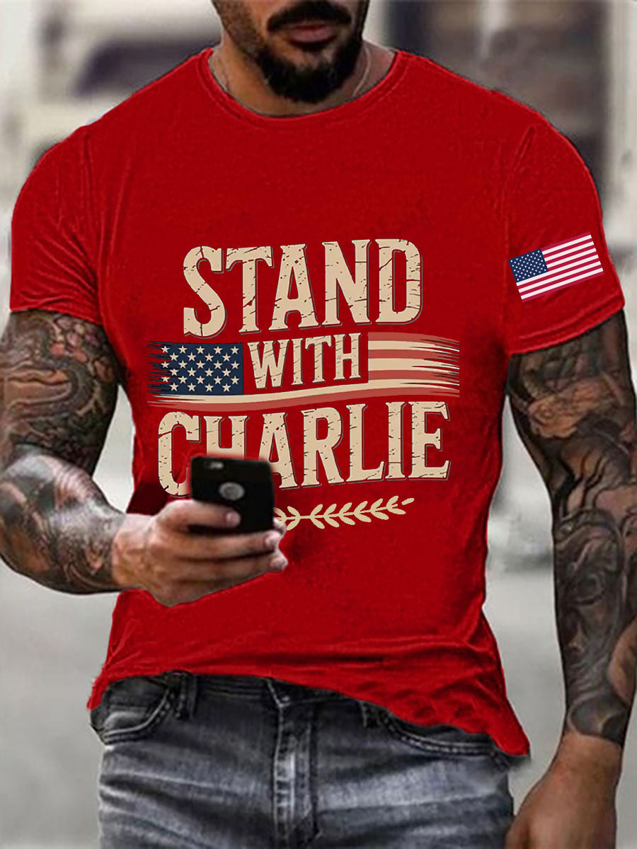 Men's Stand With Charlie Kirk Printed T-shirt