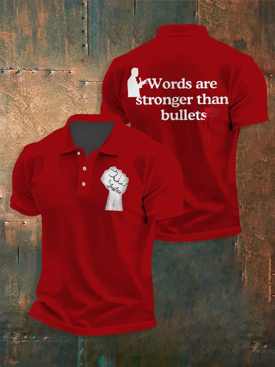 Men's Words Are Stronger Than Bullets Print Shirt