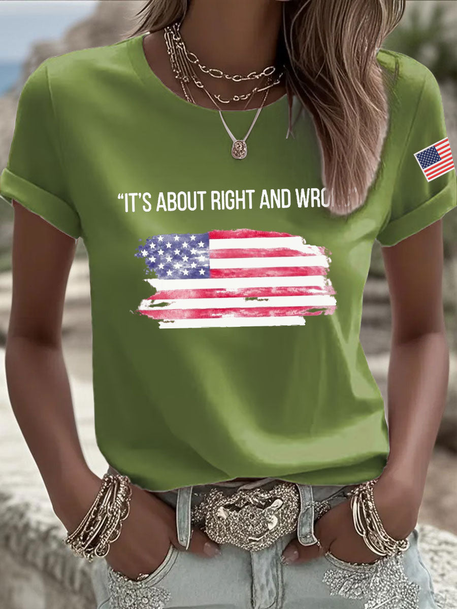 Women's It's About Right And Wrong Printed Casual T-shirt