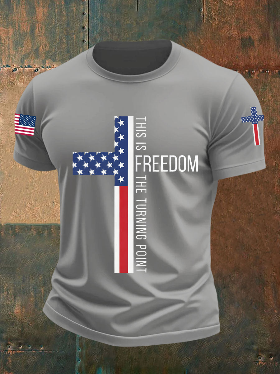 Men's This Is The Turning Point Falg Cross Short-sleeved T-shirt