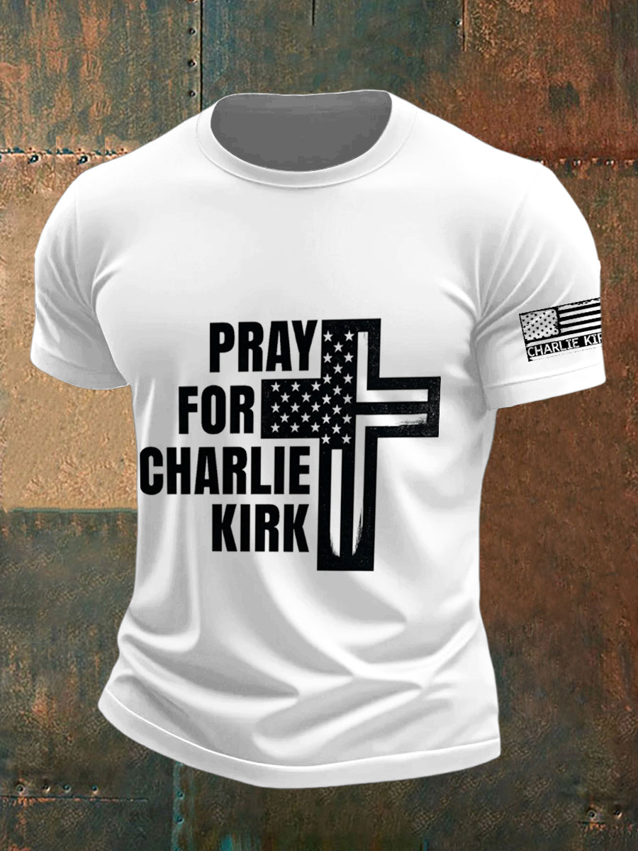 Men's Charlie Kirk Printed Vintage Fashion Loose Short Sleeve T-Shirt