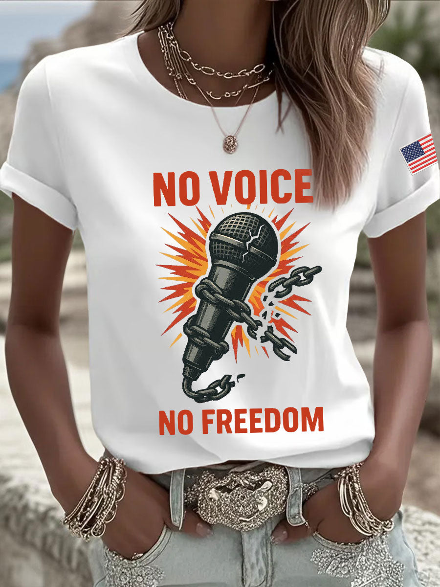 Women's No Voice No Freedom Print Casual T-shirt