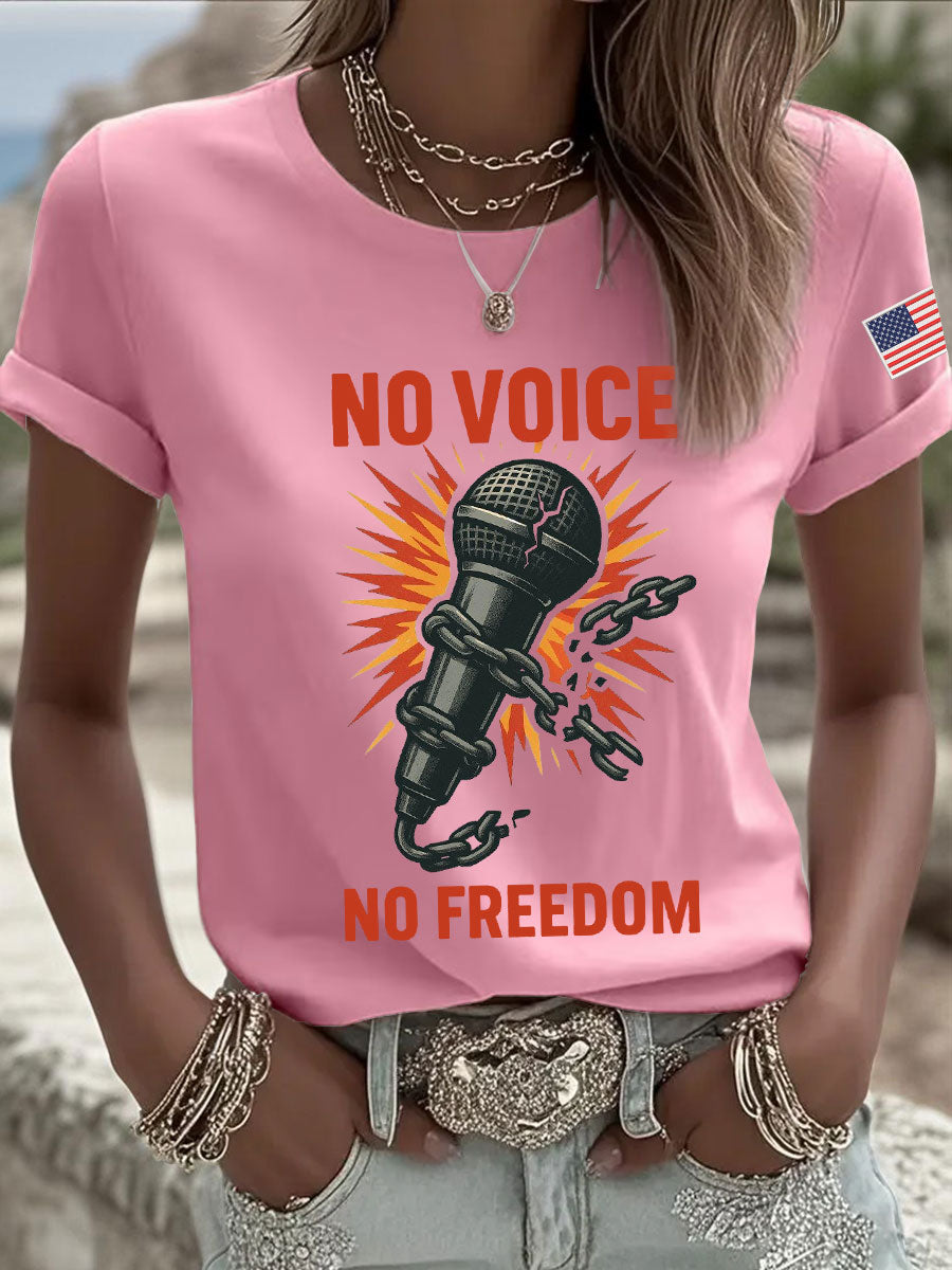 Women's No Voice No Freedom Print Casual T-shirt